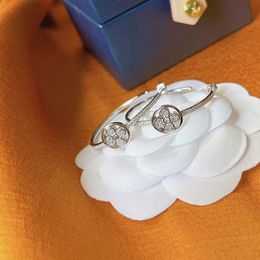 925 zilveren klaver luxe designer hoop huggie oorbellen voor vrouwen L merknaam OL stijl glanzend kristal diamanten oorringen oorbel partij bruiloft sieraden