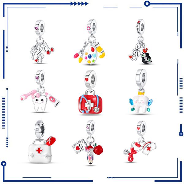 925 argent transfrontalier en gros vente chaude Note de musique boîte à médicaments dents chaîne décoration perles pendentif bijoux à bricoler soi-même accessoires Bracelet livraison gratuite