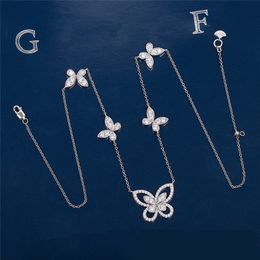 925 zilveren designer sieraden vlinder hanger ketting diamant diamant senior dames trui ketting