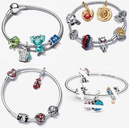 925 Silver Designer Jewelry for Women holiday gift Charm Bracelet spider Bead Pendant DIY fit Pandoras Disness Lilos Stitchs Charm Bracelet Set with Original Box