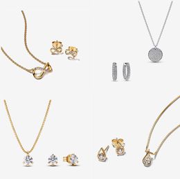 925 zilveren designer kettingen voor vrouwen Rose Gold hanger Collarbone Chain Diy Fit Pandoras Me Love Necklace oorbellen Set Engagement Sieraden Geschenk met originele doos