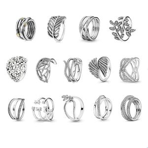 925 zilveren designer trouwringen groothandel bladeren bloemen serpentine dikke band elegante CZ DIY fit Pandoras sieraden voor dames mode ring met originele doos