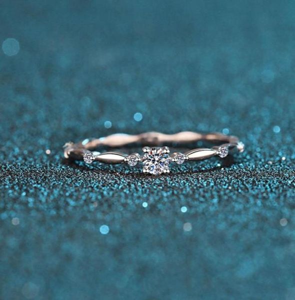 925 Test de diamant en argent passé 01 Carat 3 mm E Color Moisanite Ring Perfect Cut Sparkling Mini Lab Lab Grown Diamond Rings For Girl C46214283