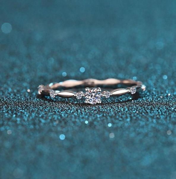 925 Test de diamant en argent passé 01 Carat 3 mm E Color Moisanite Ring Perfect Cut Sparkling Mini Lab Lab Grown Diamond Rings For Girl C45233301