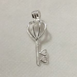 925 zilveren dubbel hart liefde sleutel medaillon kooi, sterling zilveren parel kraal hanger fitting voor doe-het-mode armband ketting sieraden bedels