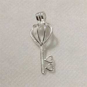 925 Argent Double Coeur Amour Clé Médaillon Cage En Argent Sterling Perle Perle Pendentif Raccord pour DIY Mode Bracelet Collier Bijoux342K