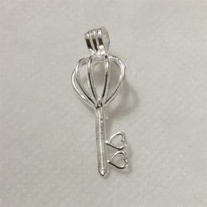 925 zilveren dubbele hart liefde sleutel medaillon kooi sterling zilveren parel kraal hanger passend voor DIY mode armband ketting Jewelry214p