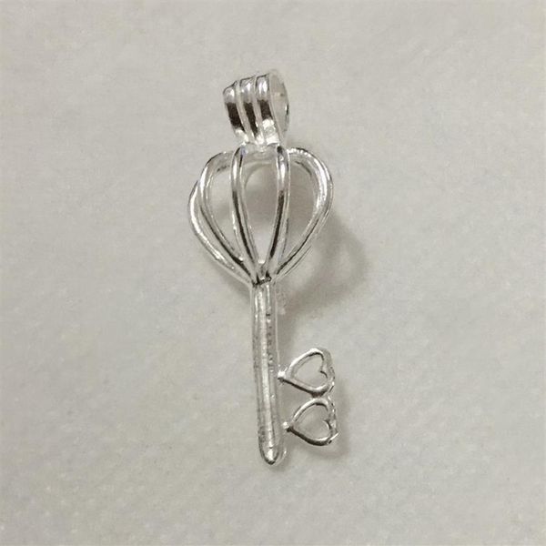 925 Plata Doble Corazón Amor Llave Locket Jaula Plata Esterlina Perla Grano Colgante Montaje para DIY Moda Pulsera Collar Joyería 342K