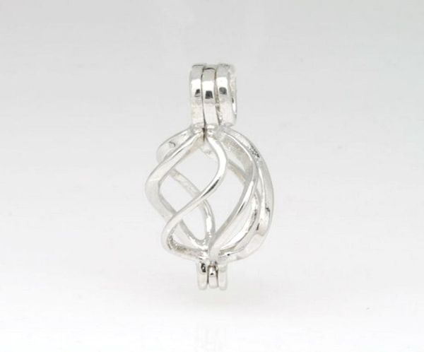 Medallón de plata 925 con forma de jaula, colgante de jaula con cuentas de gemas de cristal y perlas de plata de ley, montaje para joyería de moda DIY Charms3773390