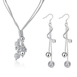 925 argent perles élégantes colliers longues boucles d'oreilles pour les femmes mode Original designer ensembles de bijoux cadeaux de mariage de fête