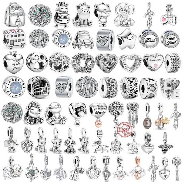 925 Silver European Fashion Digital Dog Family Perge Pendant adapté pour le bracelet à charme original de Pan Women