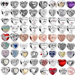 925 Zilver Europese Mode Nieuwe Verzilvering Angel Mom Familie Liefde Hart Kralen Charm Fit PAN Charms Armband vrouwen DIY Sieraden Gift Gratis Verzending