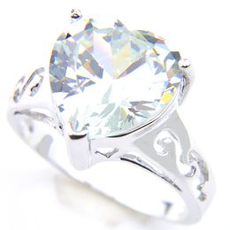 Kwaliteit 925 zilveren trouwringen gesneden hart wit topaas edelstenen voor vrouwen mode engagement cadeau sieraden ringen