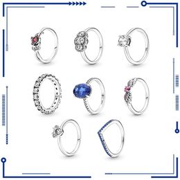 925 Silver Fashion New Pan 3D Relief Rose Red Diamond Ring Wear's Wile's Ring Women's Jewelry Fashion Accessoires Livraison gratuite
