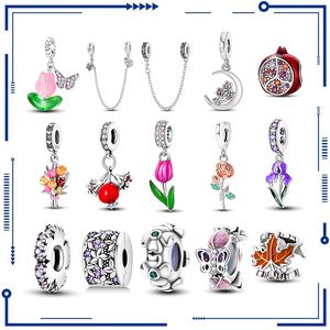 925 argent mode nouvelle plante série fleur perlé pendentif charme bijoux accessoires perlé Bracelet collier faisant transfrontalier livraison gratuite