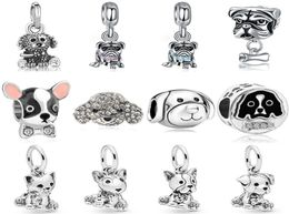 925 Silver Fit Charm 925 Bracelet Dog Series Charms Poodle Labrador Charms Set Pendant Diy Fine Beads Jewelry4689300