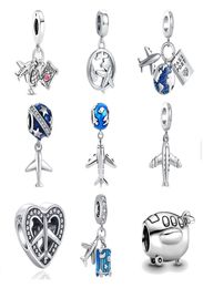 925 Silver Fit P Charm 925 Bracelet Airplane Passpoort Travel Amulet Dange Gift Love Charms Set Hanger Diy Fine Beads Jewelry8538035