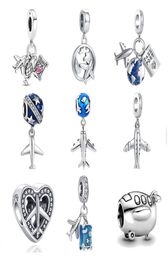 925 Silver Fit P Charm 925 Bracelet Airplane Passpoort Travel Amulet Dange Gift Love Charms Set Paar Diy Fine Beads Jewelry8435561