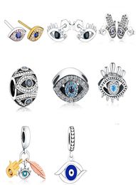 925 Silver Fit P Charm 925 Bracelet Bracelet Neckalce 925 Sterling Silver Trunk Turke Blue Evil Eye Zirconia Perle Charms Set Pendant Diy Fine Beads Jewelry2826086