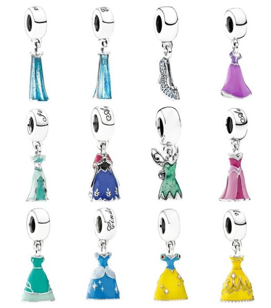 925 Silver Fit P Charm 925 Bracelet Fairy Tale Princess Jupe Set Pendant Diy Fine Beads Jewelry8784224