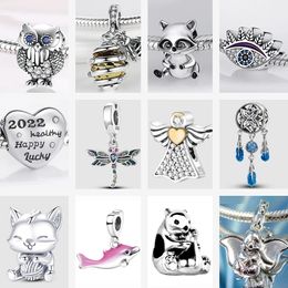 925 Silver Fit Pandora Charm 925 Pulsera Auténtica Bola de hilo de gato Charm Cute Animal Fit charms set Colgante DIY Fine Beads Jewelry