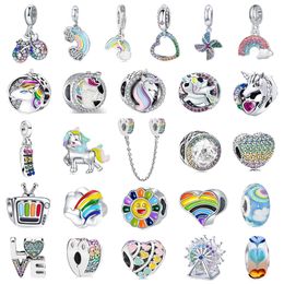 925 Silver Fit Pandora Charm 925 Bracelet New Fashion Charm Fashion Rainbow Series Little Ma Yunduo WindMillr Charms Set Pendant Diy Fine Beads Bijoux