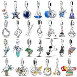 925 Argent Fit Pandora Charme 925 Bracelet En Argent Sterling Caméra Liberté Passeport Dangle ensemble de charmes Pendentif DIY Fine Perles Bijoux