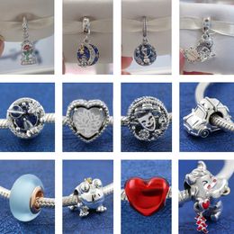 925 Silver Fit Pandora Charm 925 Bracelet Blue Green Pink Rose Oval Cabochon Charms Set Hangdoos DIY Fijne kralen sieraden