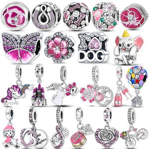 925 argent Fit Pandora breloque 925 Bracelet amour coeur chien patte chat balancent ensemble de breloques pendentif bricolage perles fines bijoux