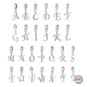 925 Silver Fit Pandora Charm 925 Bracelet Alphabet A-Z Letter Pendant charms set Pendant DIY Fine Beads Jewelry