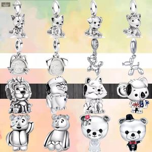 925 Argent Fit Pandora Charm 925 Bracelet Mignon Pet Chat Chien Pendentif Chiot Ours Lion Koala charmes Pour pandora charmes bijoux 925 charme perles accessoires