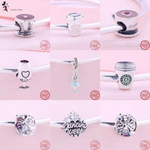 925 Silver Fit Pandora Charm 925 Bracelet Dancing Queen Wine Coffee Cup Charms For Pandora Charm 925 Silver Beads Charms