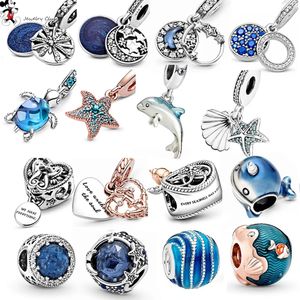 925 Silver Fit Pandora Charm 925 Bracelet Gosikee Summer Ocean Series S925 Silver Color Charms Set pour Pandora Charm 925 Silver Beads Charms