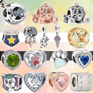 925 Argent Fit Pandora Charm 925 Bracelet Ice Cream Pendentif Zircon Amour Coeur Chien Griffe Éléphant Ensemble de Charmes pour Pandora Charm 925 Argent Perles Charms