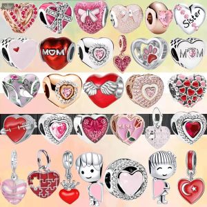 925 Silver Fit Pandora Charm 925 Bracelet Fashion Shining Red Love Series Maman Charms Set pour Pandora Charms Jewelry 925 Charm Beads Accessoires