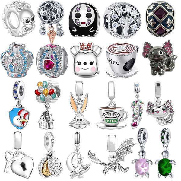 925 Silver Fit Pandora Charm 925 Bracelet Pendant grimace crâne de souris Turtle charmes ensembles pendents bricolage fines bijoux