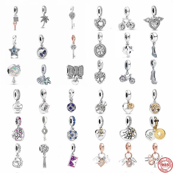 Breloque Pandora en argent 925, Bracelet ami étoile de mer, clé arbre de vie, ensemble de breloques, pendentif, bricolage, perles fines, bijoux, 925