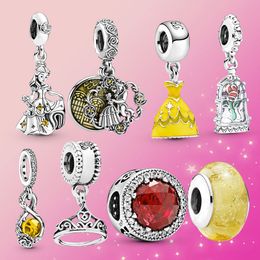 925 Silver Fit Pandora Charm Beast Rose Bead Dangle Fashion Charms Set Hanger DIY Fine Beads Sieraden