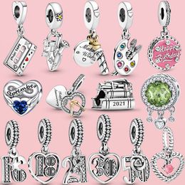 925 argent fit Pandora bracelet à breloques perle anniversaire célébration anniversaire Dangle charmes ciondoli bricolage perles fines bijoux