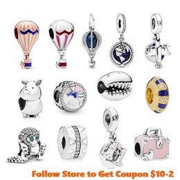 925 Silver Fit Pandora Charm Bracelet Balon Ballon Globe Trip Charmes Ciondoli DIY Fine perles bijoux