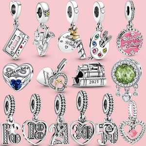 925 Silver fit Pandora Charm Bracelet bead Birthday Celebration Anniversary Dangle charmes ciondoli DIY Fine Beads Jewelry