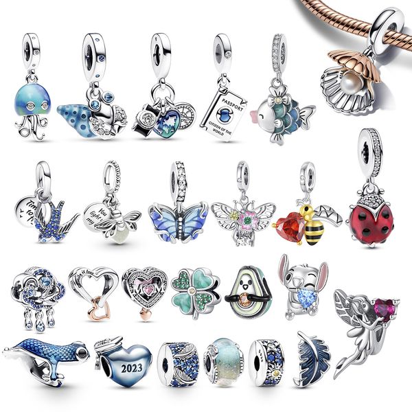 925 Silver Fit Pandora Charm Crabe, Méduse, Papillon Fashion Charms Set Pendentif DIY Fine Beads Jewelry, Un cadeau spécial pour les femmes