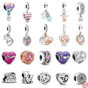 925 Argent Fit Pandora Charme Fête des Mères Cadeau Joyeux Anniversaire, Ballon, Maman Ours Dangle Fashion Charms Set Pendentif DIY Perles Fines Bijoux Cadeau pour Femme