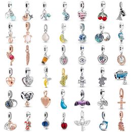 925 Zilver Fit Pandora Bedel Nieuwe Lamp Zeester Aardbei Flamingo Vleermuis Drink Apple Bead Dangle Fashion Charms Set Hanger DIY Fine Beads Sieraden