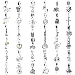 925 zilveren fit Pandora charme nieuwe sleutelhanger waterfles kruis kraal kraal kraal mode charmes set hangdeuze diy fijne kralen sieraden