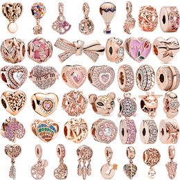 925 Silver Fit Pandora Charm New Rose Gold Dream Chaser Flower Tree Globo Beads Dangle Fashion Charms Set Colgante DIY Fine Beads Jewelry