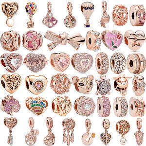 925 Silver Fit Pandora Charm New Rose Gold Dream Chaser Flower Tree Globo Beads Dangle Fashion Charms Set Colgante DIY Fine Beads Jewelry