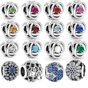 925 Argent Fit Pandora Charm Nouveau Jaune Bleu Rose Couleur Zircon Perle Pendan TBeads Dangle Mode Charmes Ensemble Pendentif DIY Fine Perles Bijoux