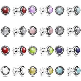 925 Argent Fit Pandora Boucles D'oreilles Cristal De Mode femmes Bijoux Cadeau Boucles D'oreilles Douze Mois Anniversaire De Pierre De Naissance