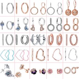 925 argent Fit Pandora boucles d'oreilles cristal mode femmes bijoux cadeau oreille goujons Pendiente charme boucles d'oreilles pour les femmes